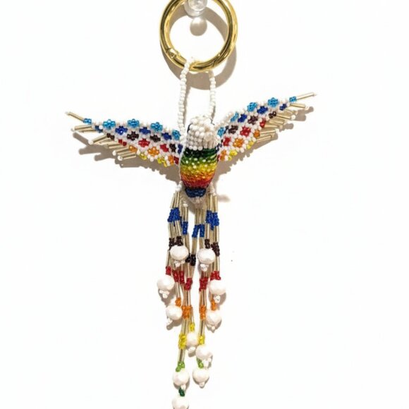 Handwoven Beaded Hummingbird Keychain – Bag Charm, Pendant, Ornament NW - Picture 3 of 6